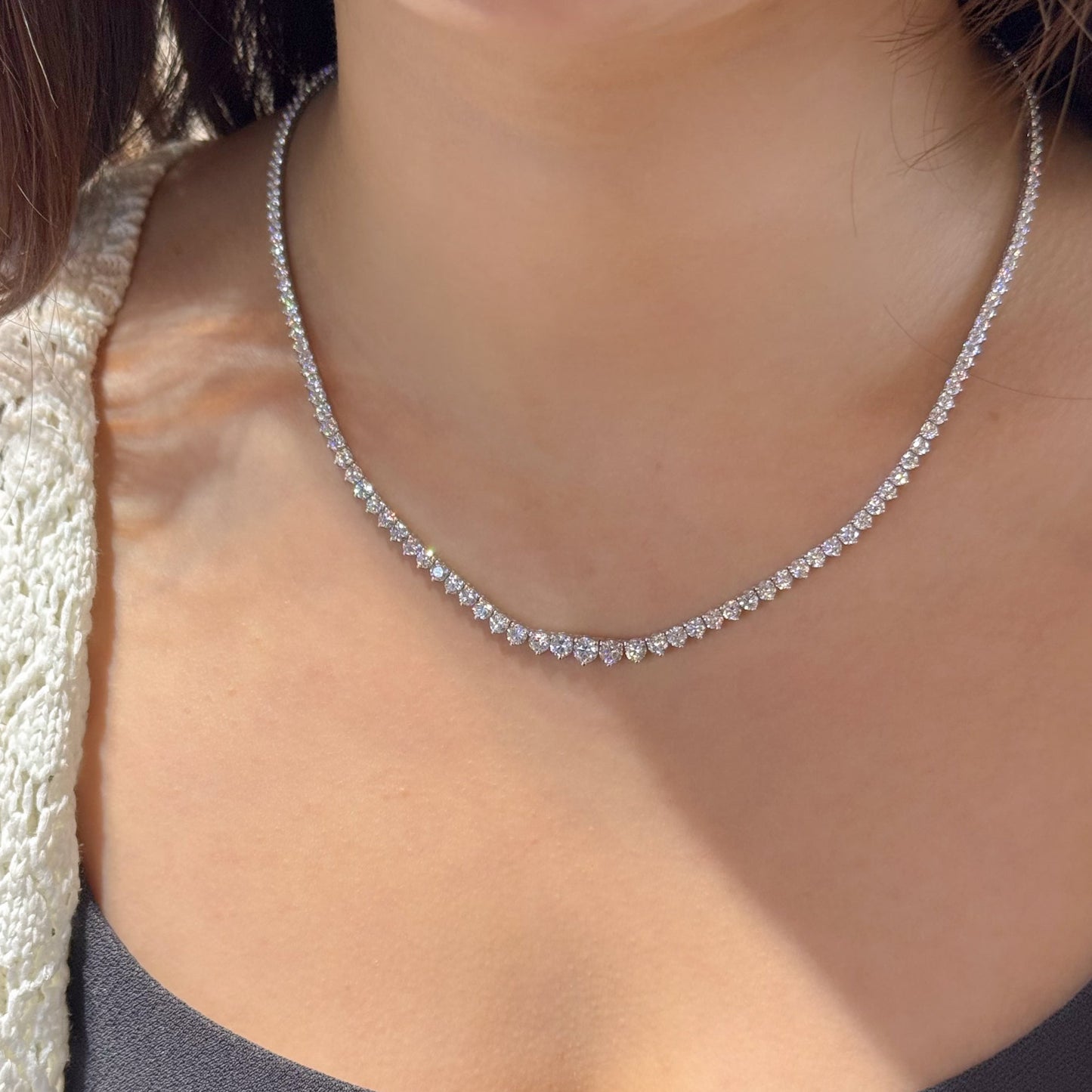 Lab Grown Diamond | Graduated Size Tennis Necklace