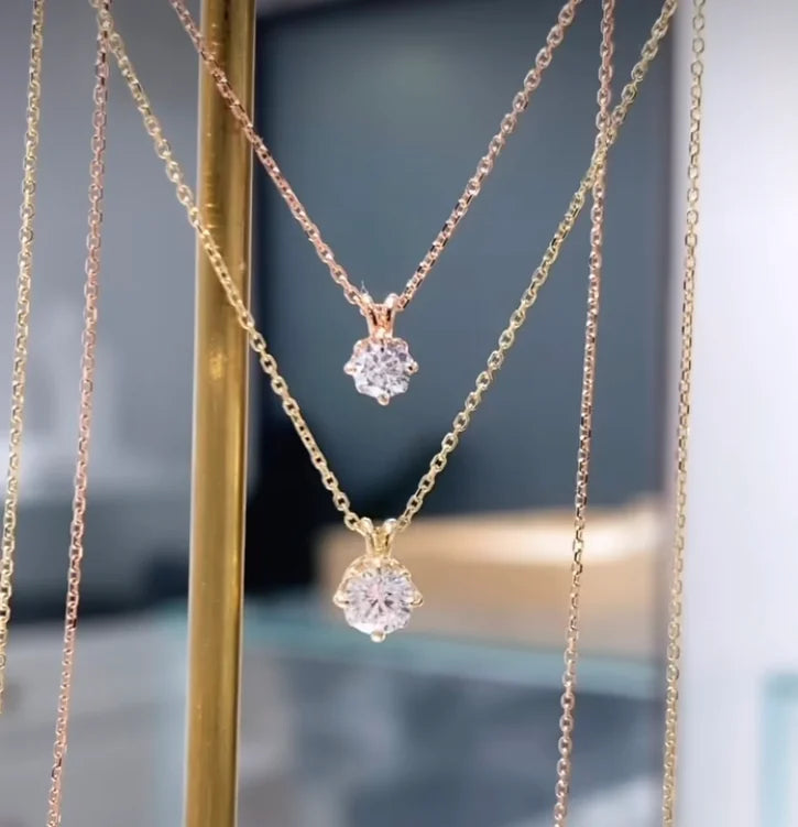 Lab-Grown Diamond | 18K Gold 0.10ct Solitaire Necklace