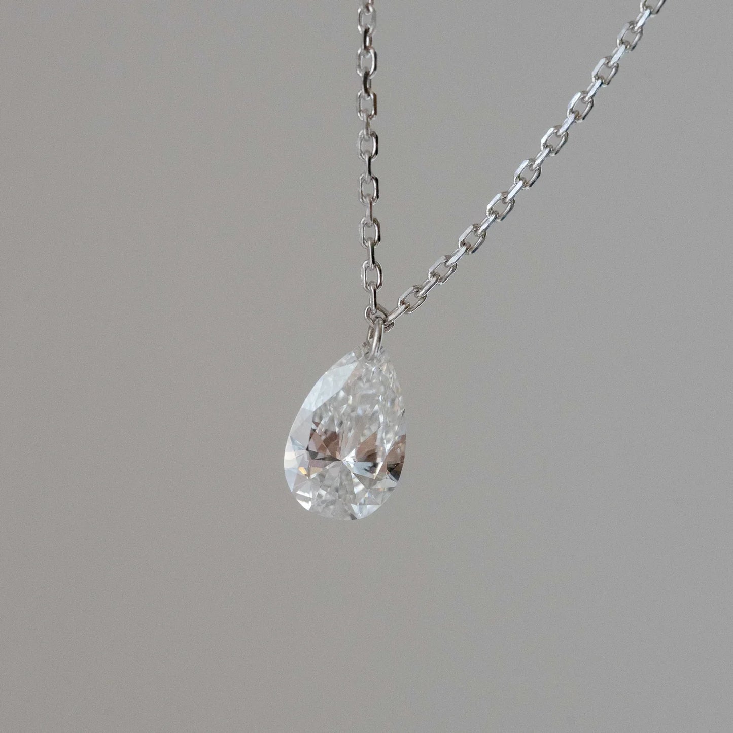 Lab Grown Diamond | 0.50ct Laser Floating Pear Diamond Necklace