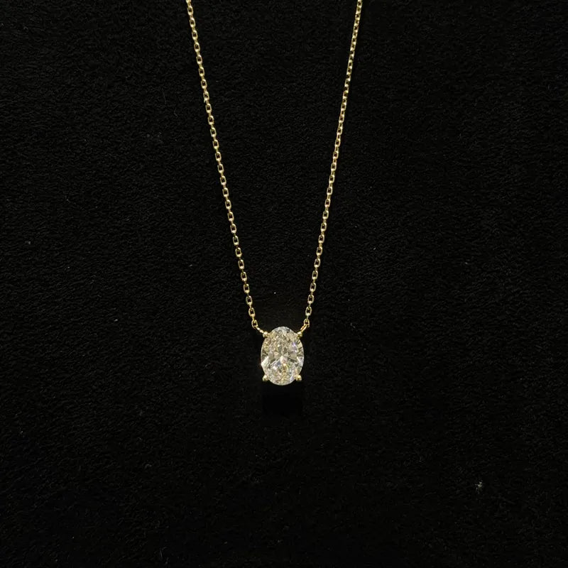 Lab Grown Diamond | 1ct Oval Shape Solitaire Diamond Necklace