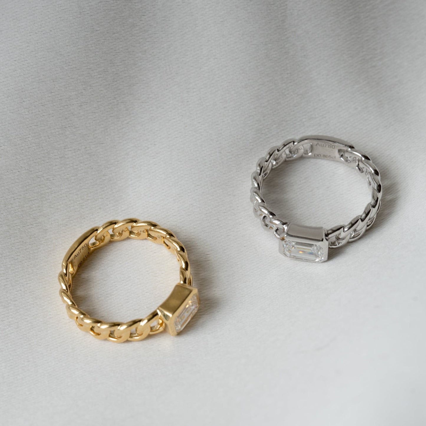 Lab Grown Diamond | Cuban Link with Emerald Cut Diamond Ring