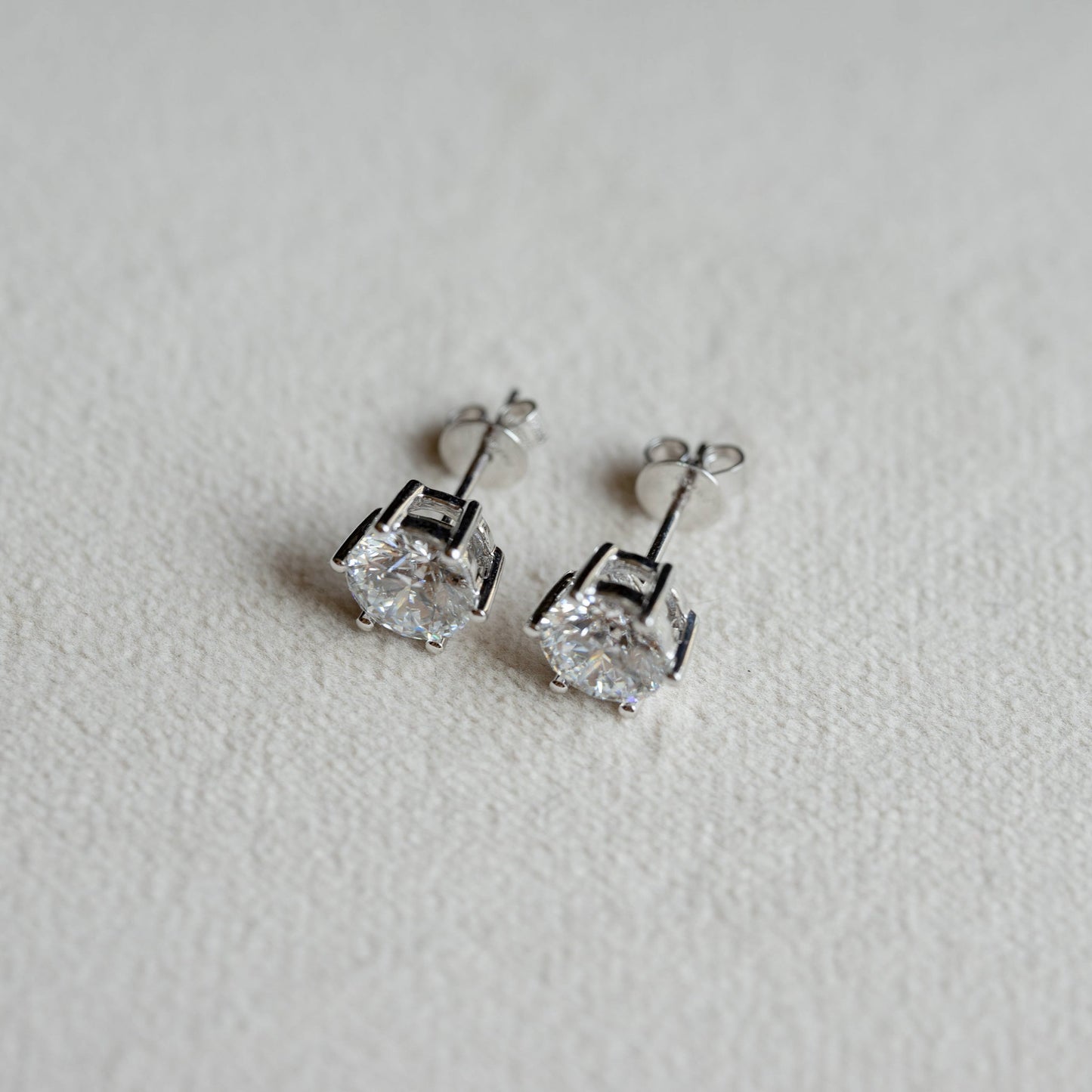 Lab Grown Diamond | 2ct Solitaire Six Prong Setting Round Diamond Earrings