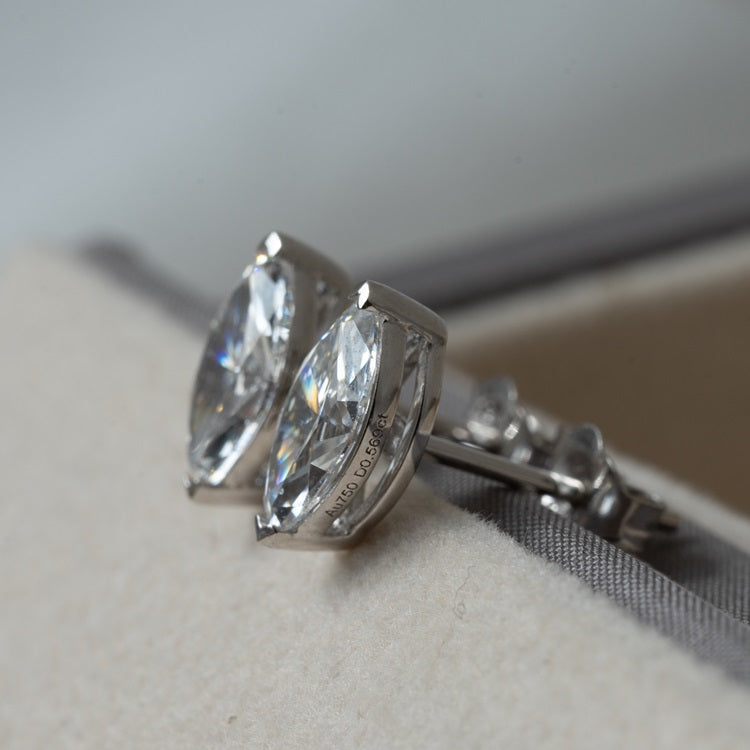 Lab Grown Diamond | 1ct Marquise Shape Solitaire Earrings