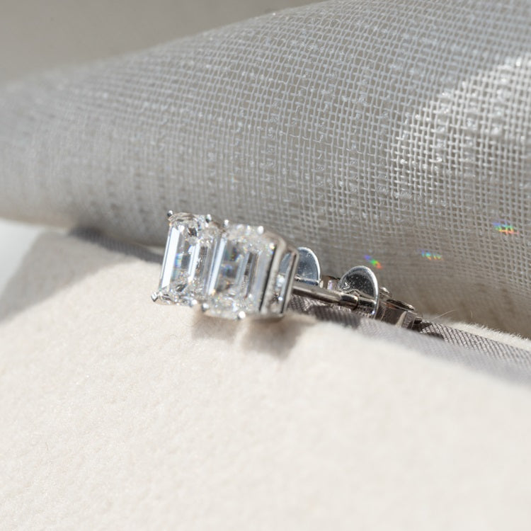 Lab Grown Diamond | 2ct Solitaire Emerald Cut Diamond Earrings
