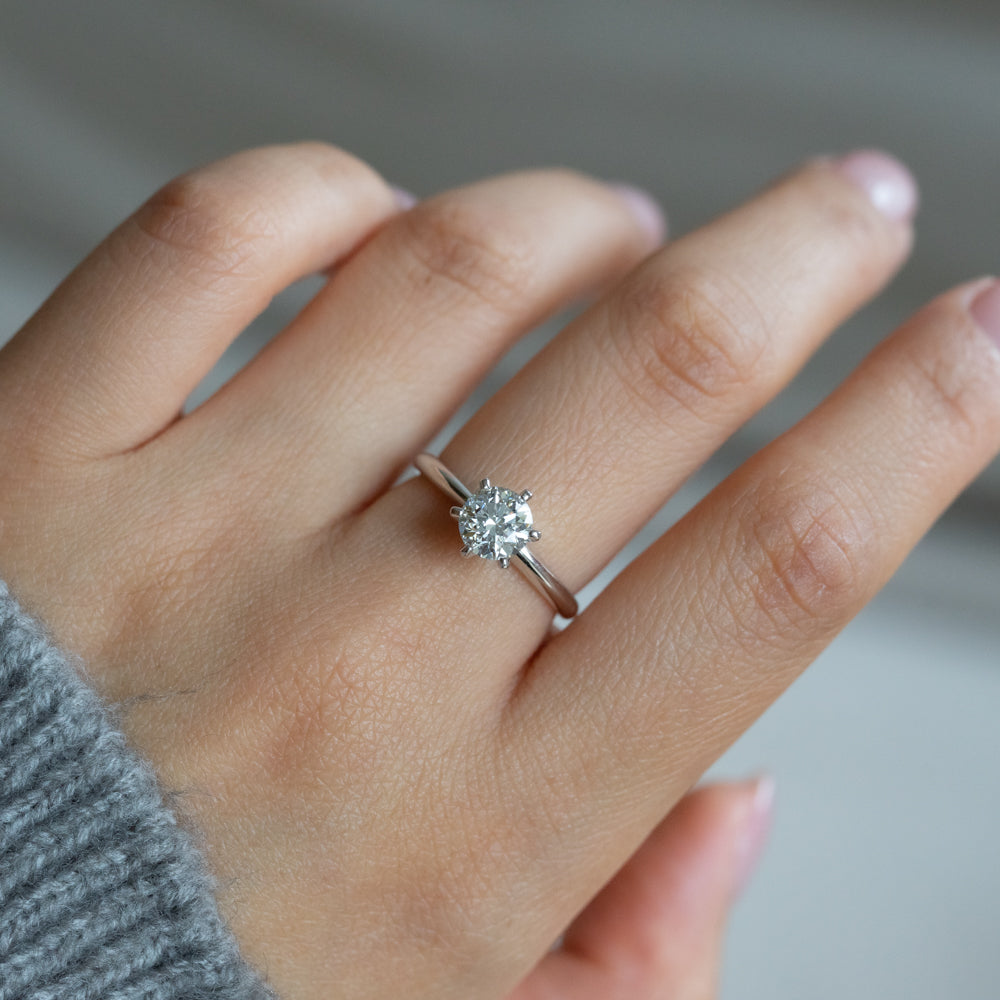 Lab Grown Diamond | 1ct Round Diamond Ring Six Prong Setting