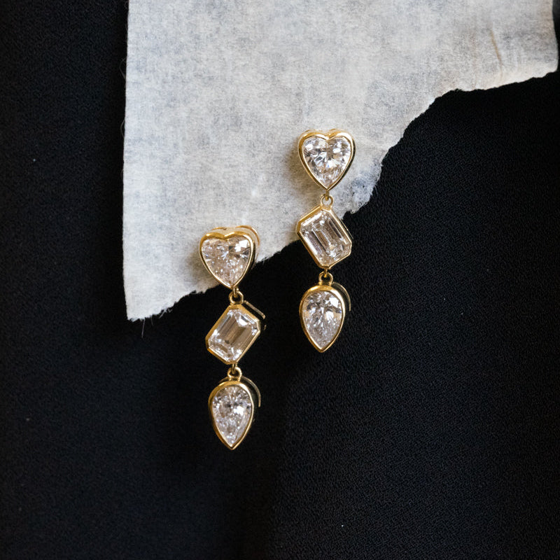 Lab Grown Diamond | Mix Shape Bezel Set Drop Earrings