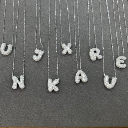 Bubble Initial Diamond Necklace - Letter A - Z