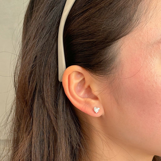 Lab Grown Diamond |  1ct Solitaire Heart Shape Earrings