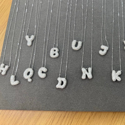 Bubble Initial Diamond Necklace - Letter A - Z