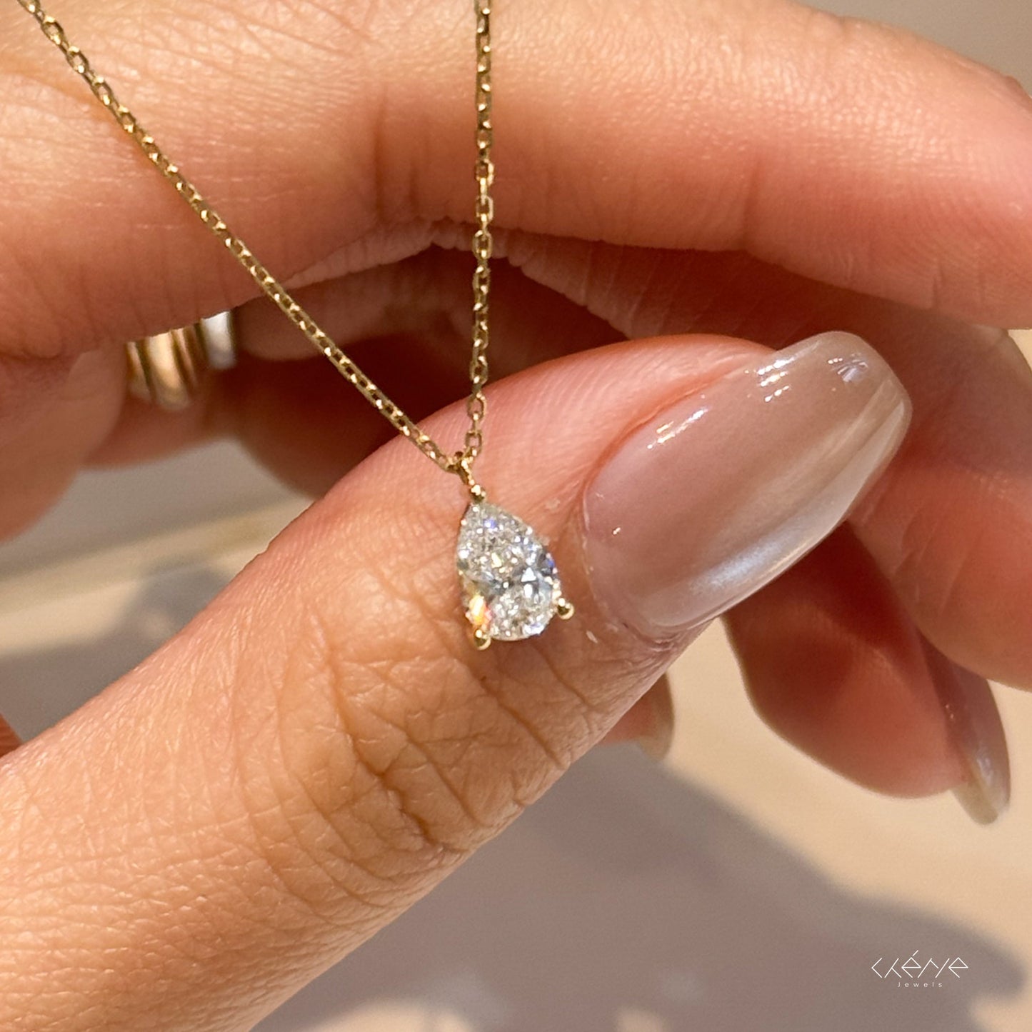 Lab Grown Diamond |  0.50ct Pear Shape Solitaire Necklace