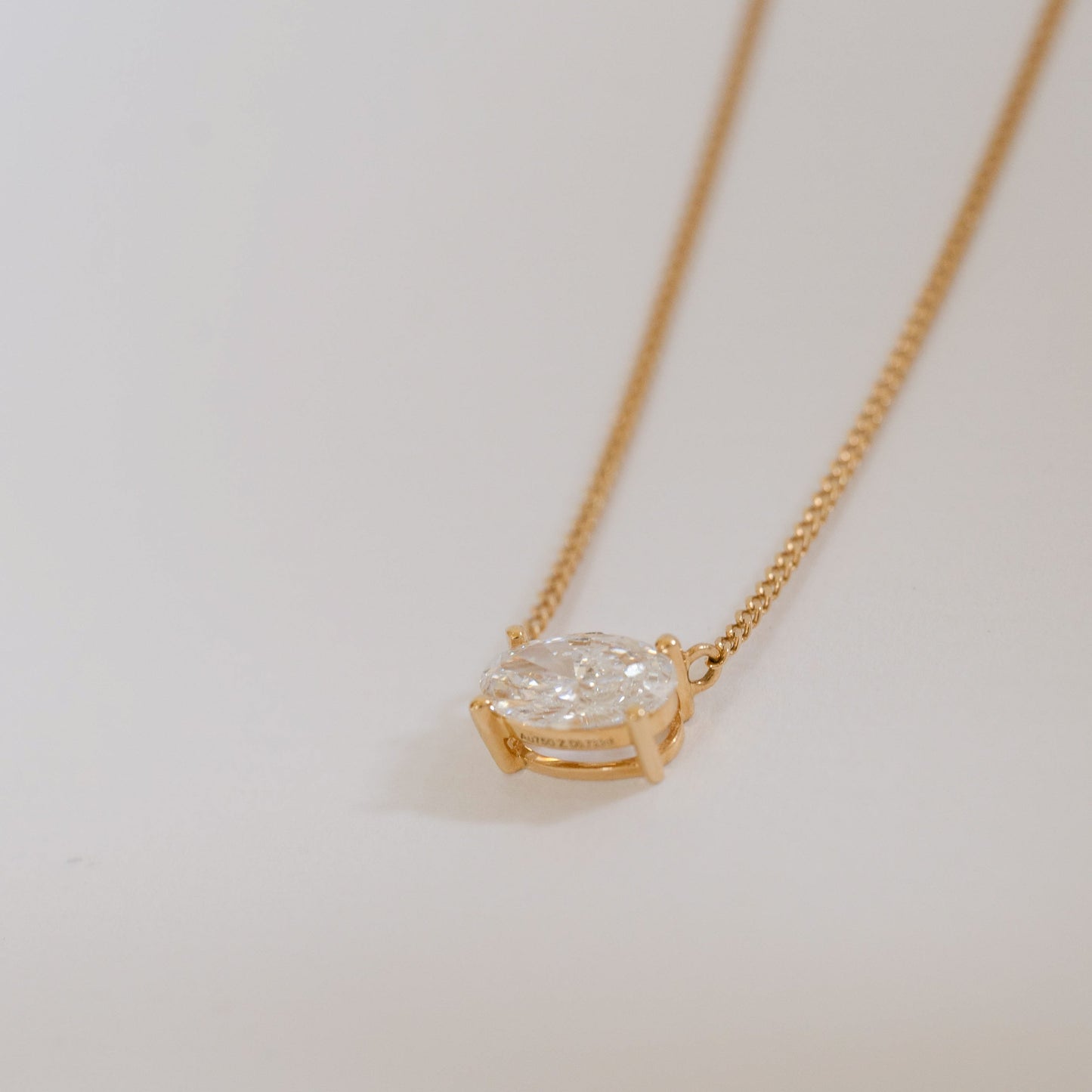 Lab Grown Diamond |  Cuban Link Necklace with Oval Cut Diamond