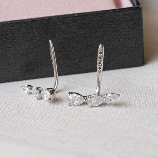 Lab Grown Diamond |  Three Pear Diamond Earring Jacket