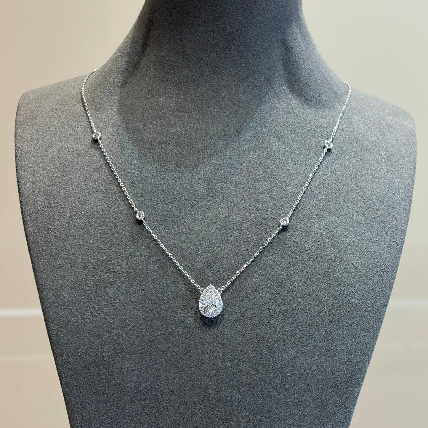 Lab Grown Diamond |  Pear Shape Halo Necklace
