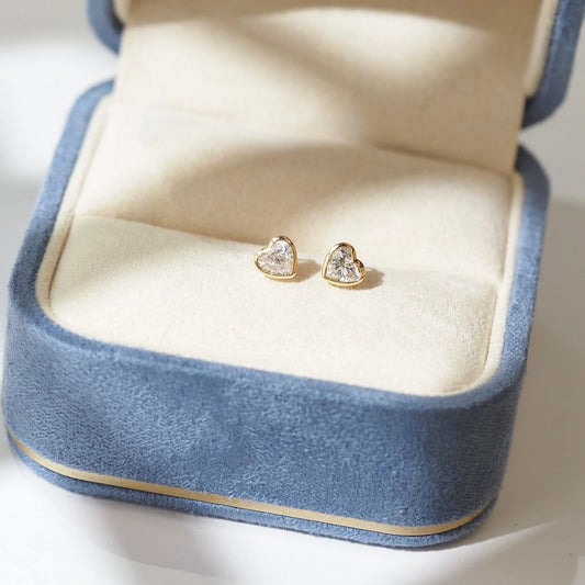 14K Gold Heart-Shaped Lab-Grown Diamond Earrings