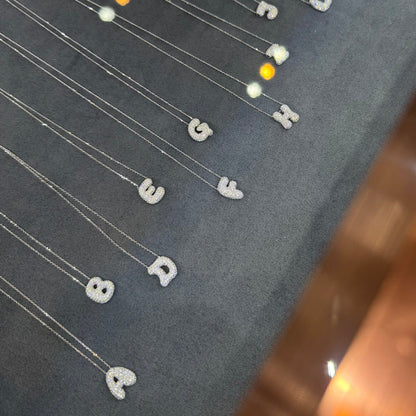 Bubble Initial Diamond Necklace - Letter A - Z