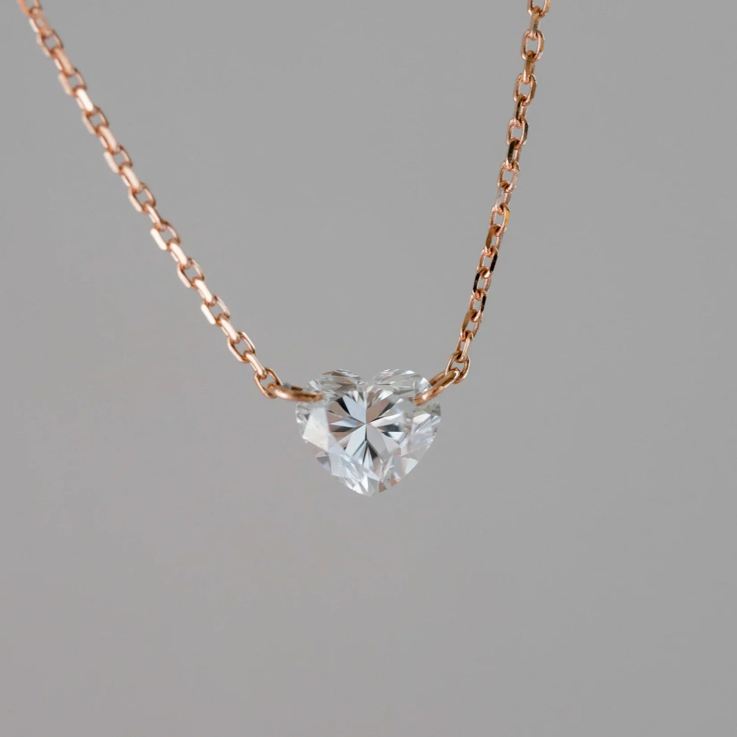 Lab Grown Diamond |  0.50ct Laser Floating Heart Diamond Necklace