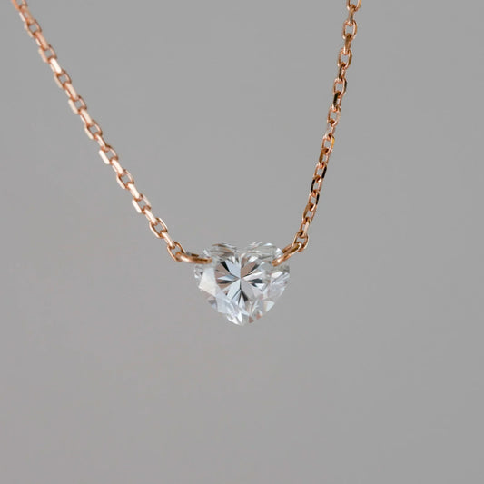 Lab Grown Diamond |  0.50ct Laser Floating Heart Diamond Necklace
