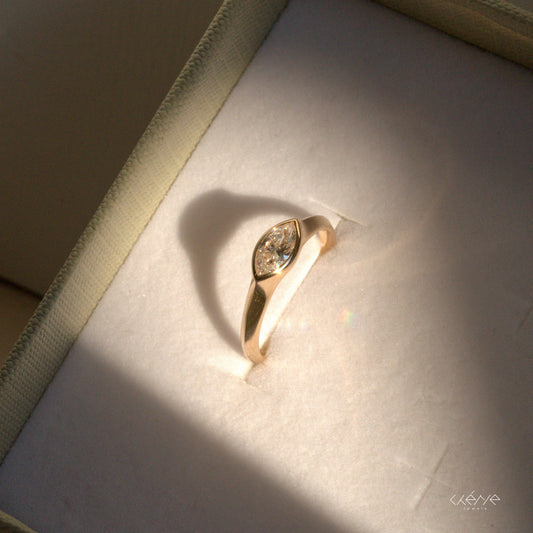 Lab Grown Diamond |  0.50ct Marquise Signet Ring