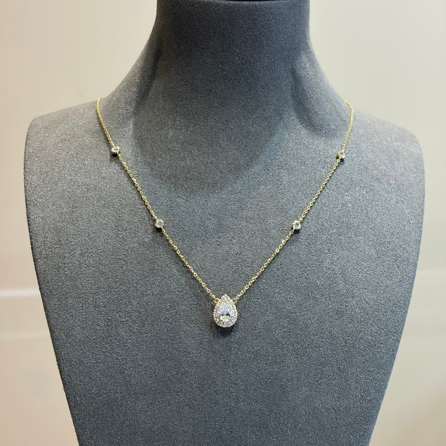 Lab Grown Diamond |  Pear Shape Halo Necklace