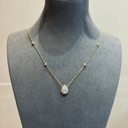 Lab Grown Diamond |  Pear Shape Halo Necklace