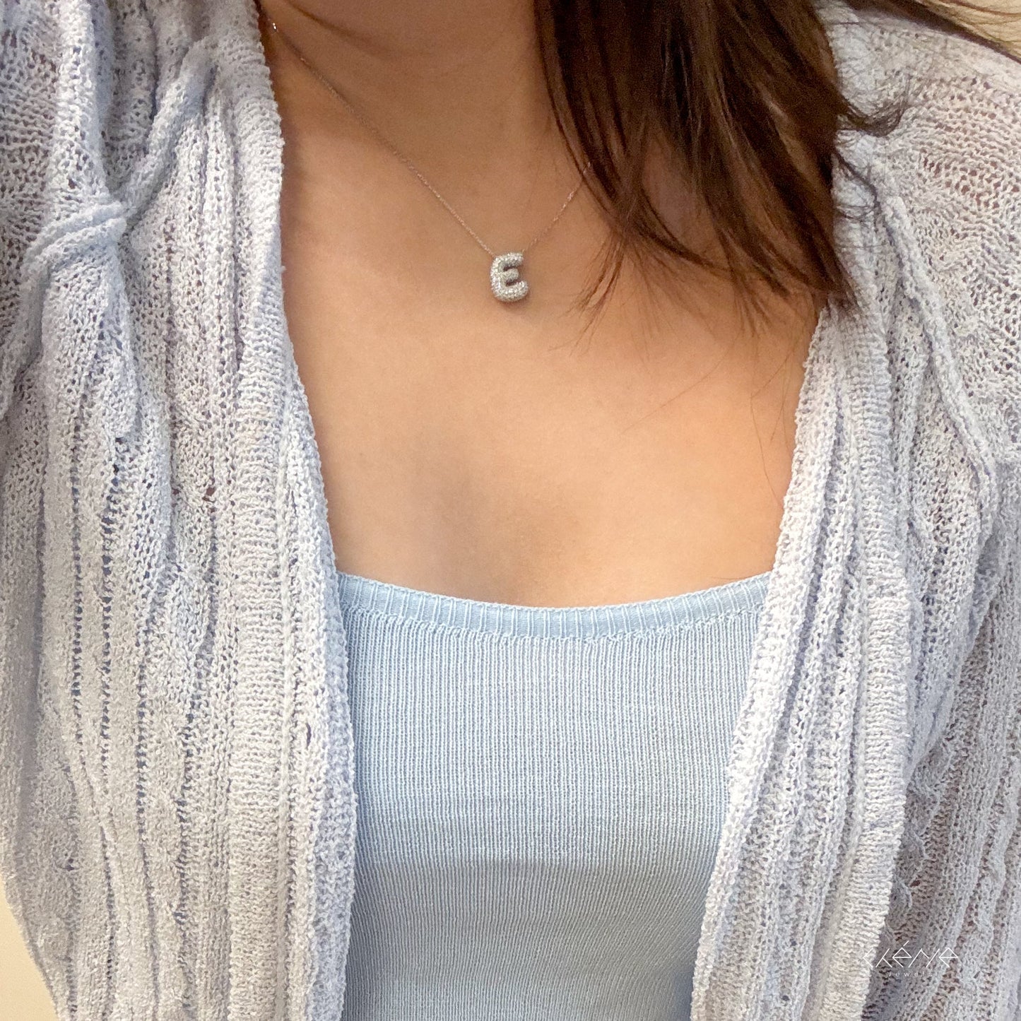 Bubble Initial Diamond Necklace - Letter A - Z