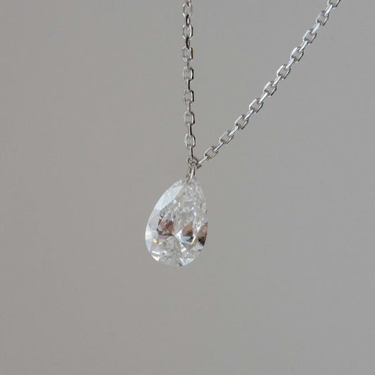 Lab Grown Diamond |  0.50ct Laser Floating Pear Diamond Necklace