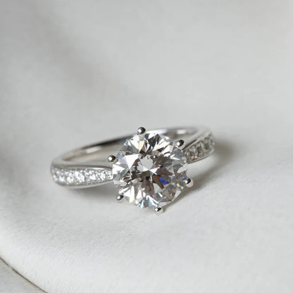 Lab Grown Diamond |  3ct Six Prong Setting Solitaire Diamond Ring with Side Diamond Band