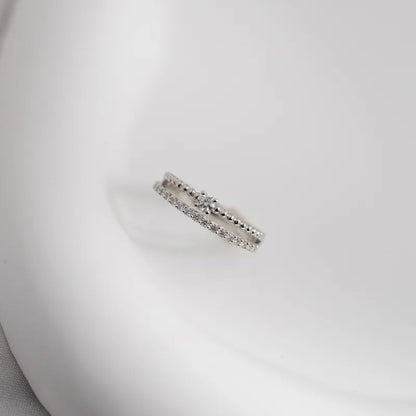 Perlee Double Stacked Round Shaped Diamond Ring