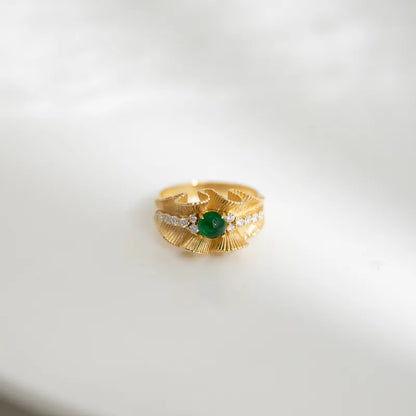 Ruffle Ring - Green Emerald