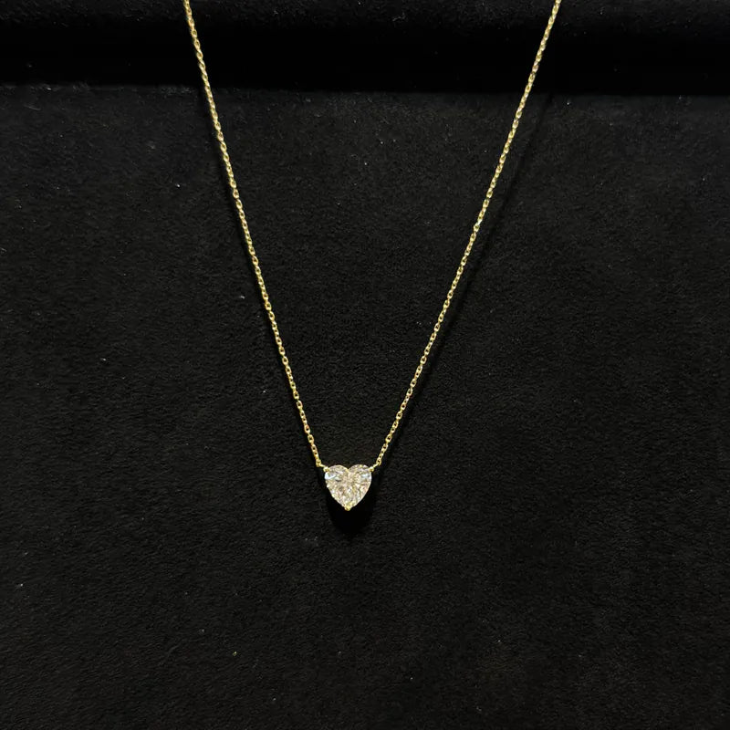 Lab Grown Diamond |  1ct Heart Shape Solitaire Diamond Necklace