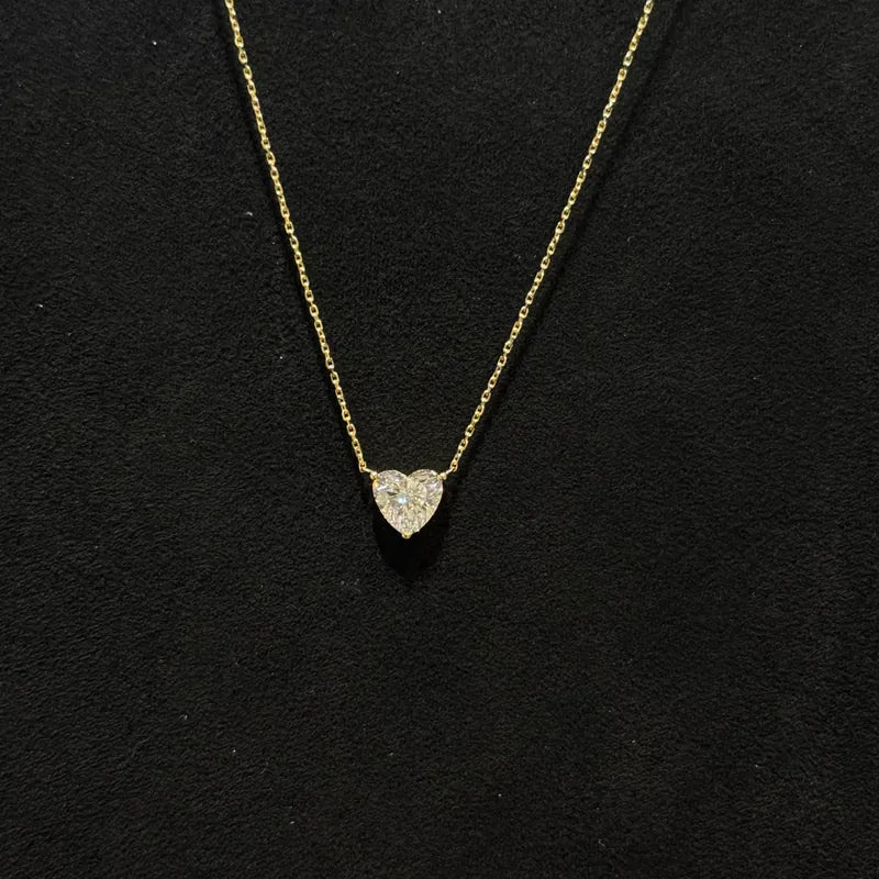 Lab Grown Diamond |  1ct Heart Shape Solitaire Diamond Necklace