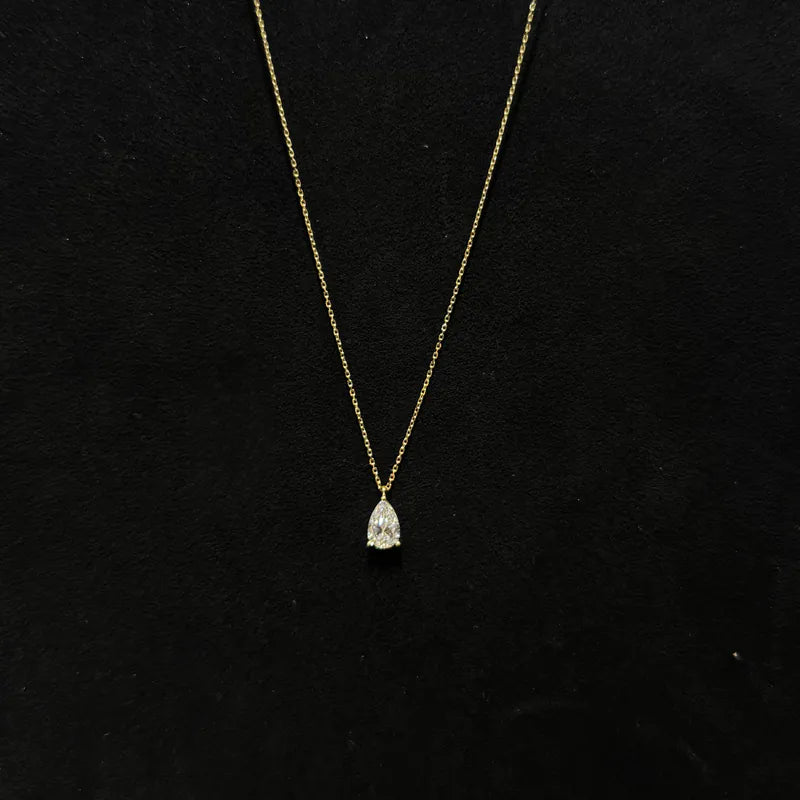 Lab Grown Diamond |  1ct Pear Solitaire Diamond Necklace