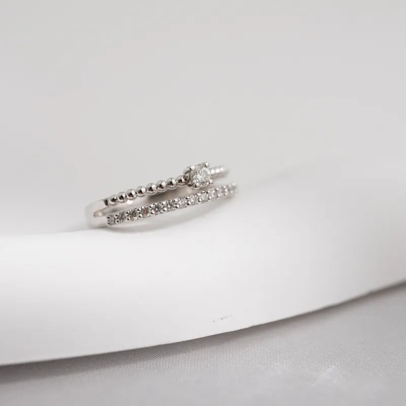 Perlee Double Stacked Round Shaped Diamond Ring