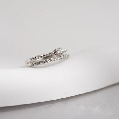 Perlee Double Stacked Round Shaped Diamond Ring