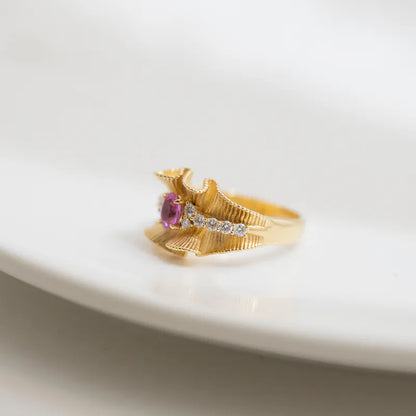 Ruffle Ring - Pink Sapphire