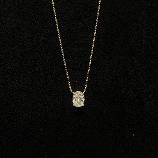 Lab Grown Diamond |  1ct Oval Shape Solitaire Diamond Necklace