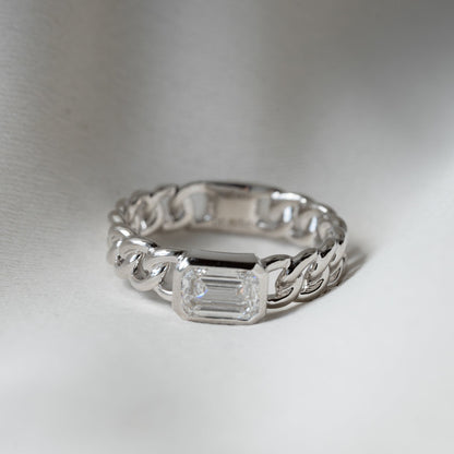 Lab Grown Diamond |  Cuban Link with Emerald Cut Diamond Ring