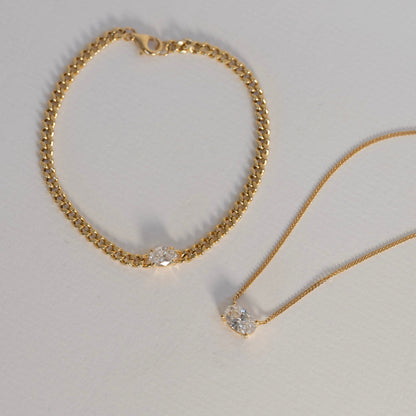 Lab Grown Diamond |  Cuban Link Bracelet with Oval Cut Diamond