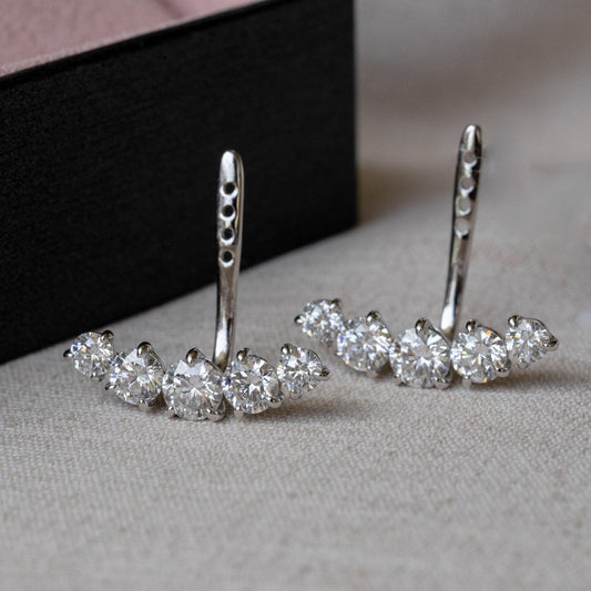 Lab Grown Diamond |  Five Round Diamond Earring Jacket