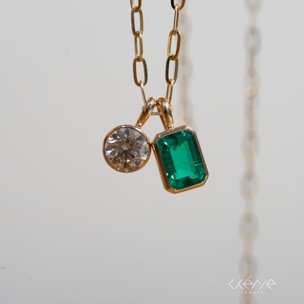 Lab Grown Diamond |  Lollipop Charms Pendant with Gemstones in Bezel Set
