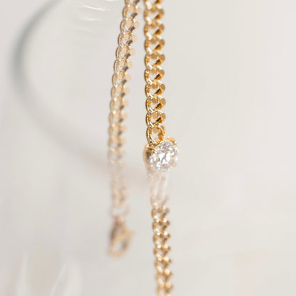 Lab Grown Diamond |  Cuban Chain Bracelet with Round Diamond
