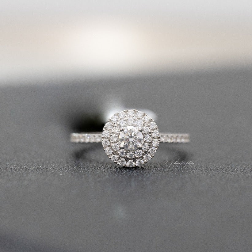 Round Shape Double Halo Diamond Ring
