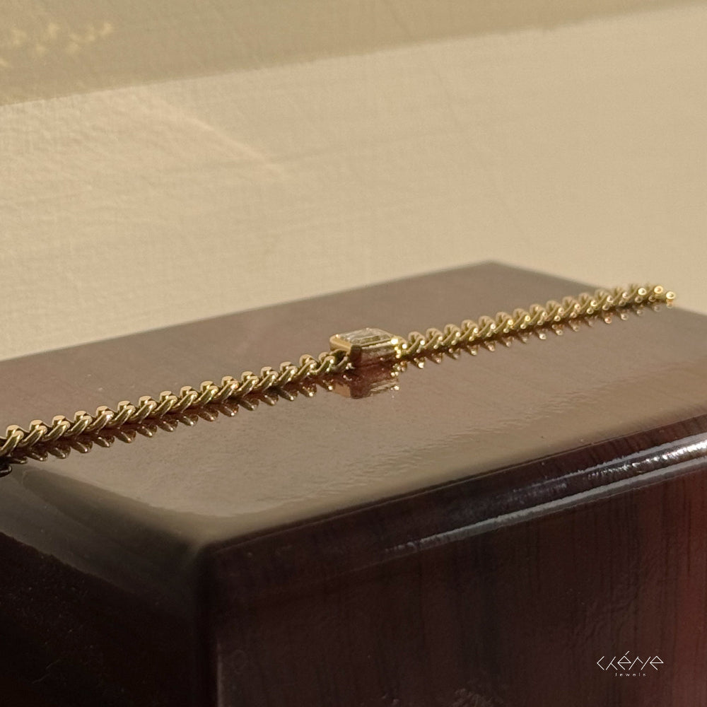 Lab Grown Diamond |  Cuban Link with Emerald Cut Diamond Bracelet
