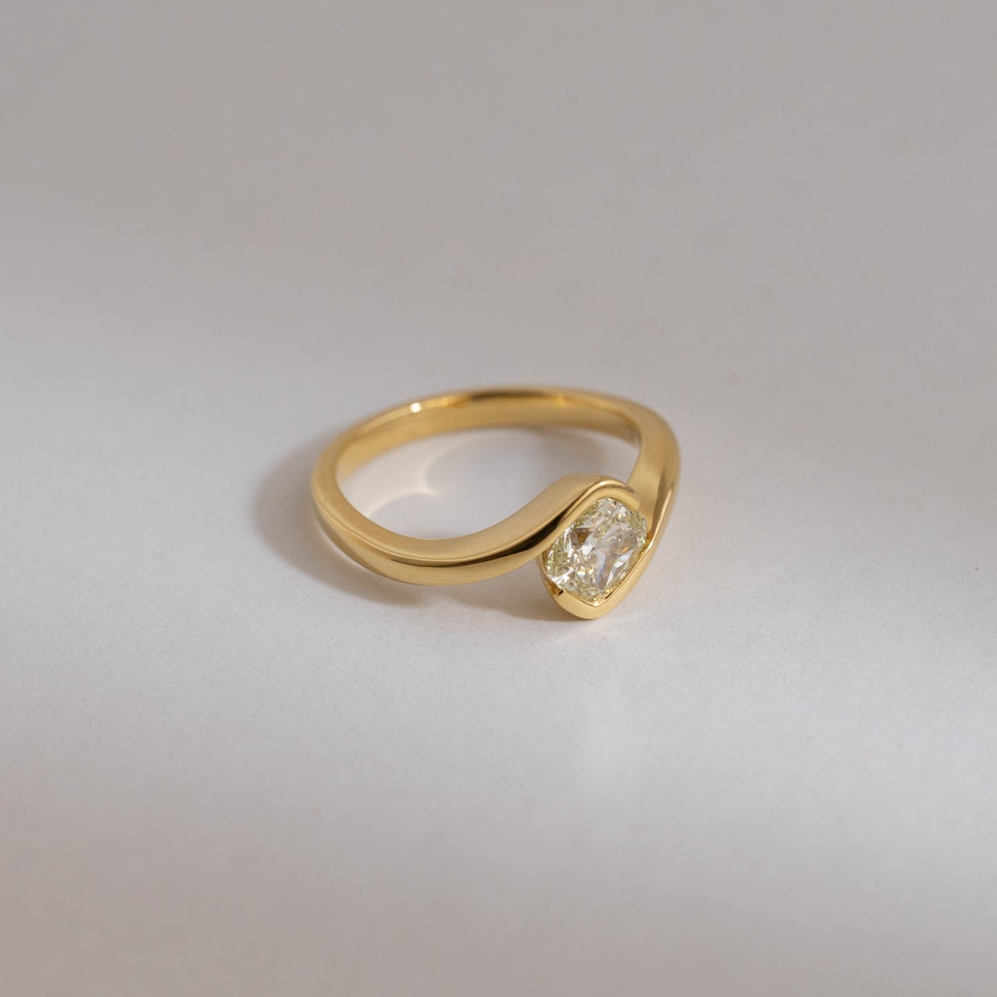 Cushion Cut Wavy Ring