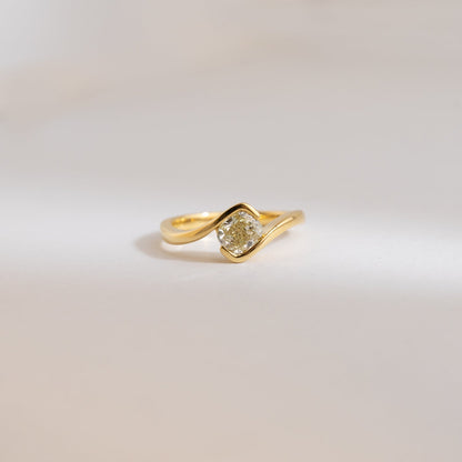 Cushion Cut Wavy Ring