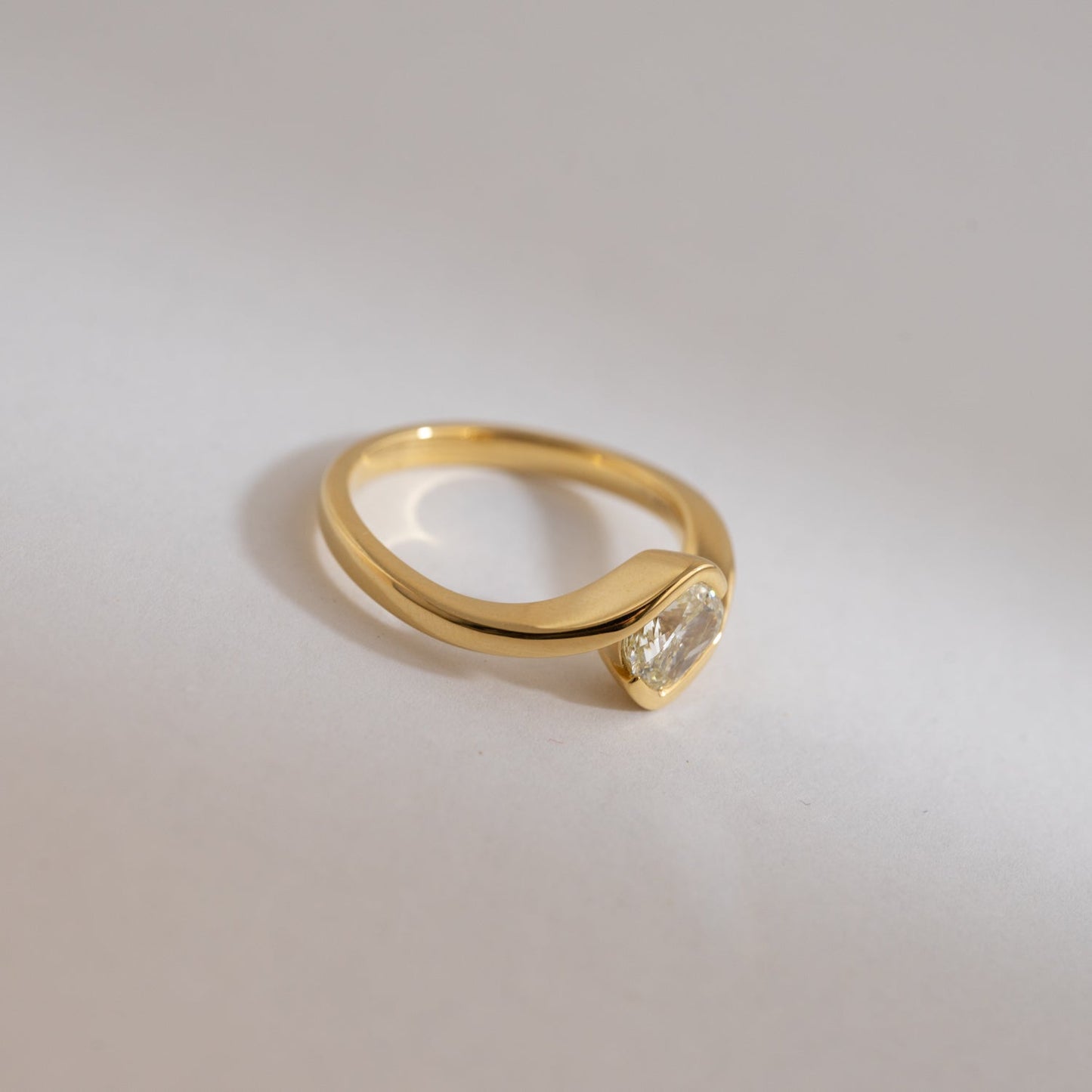 Cushion Cut Wavy Ring