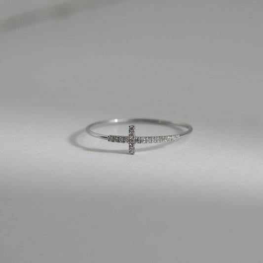 Minimalist Cross Diamond Ring