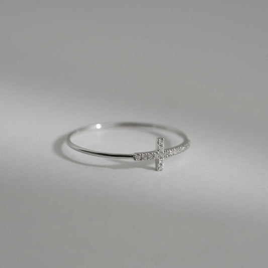 Minimalist Cross Diamond Ring