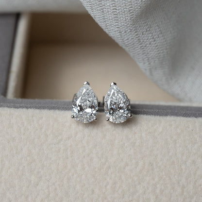Lab Grown Diamond |  1ct Solitaire Pear Shape Earrings