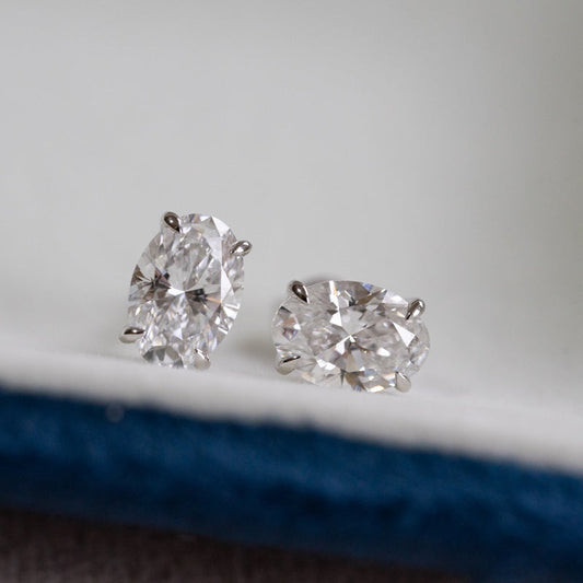 Lab Grown Diamond |  2ct Solitaire Oval Cut Diamond Earrings